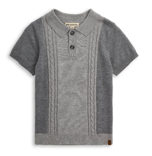 Appaman - Sweater Knit Polo, Grey Heather