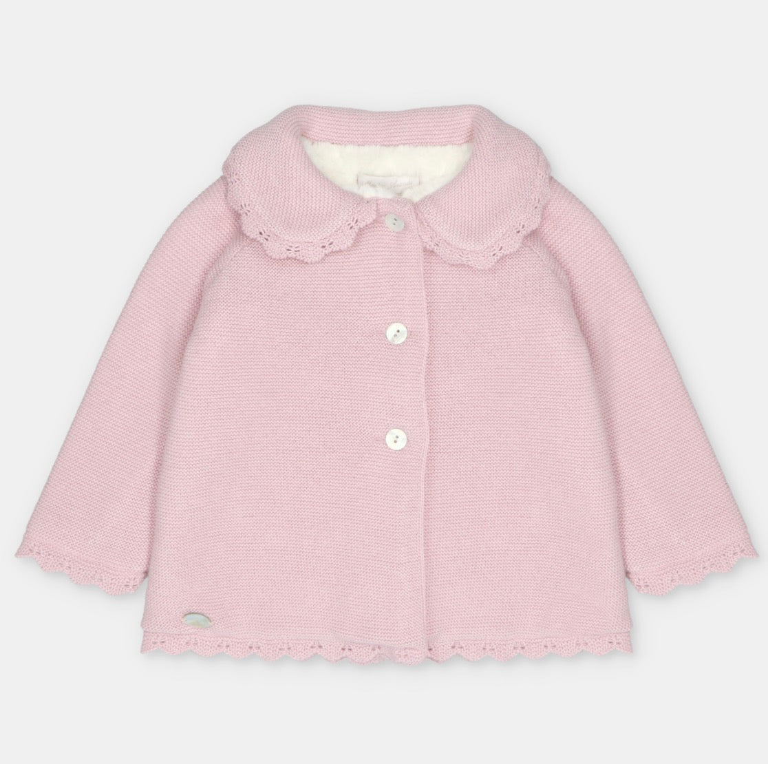 Martin Aranda - Lined Coat in Sweater Knit Cotton Blend Lena, Dusty Rose