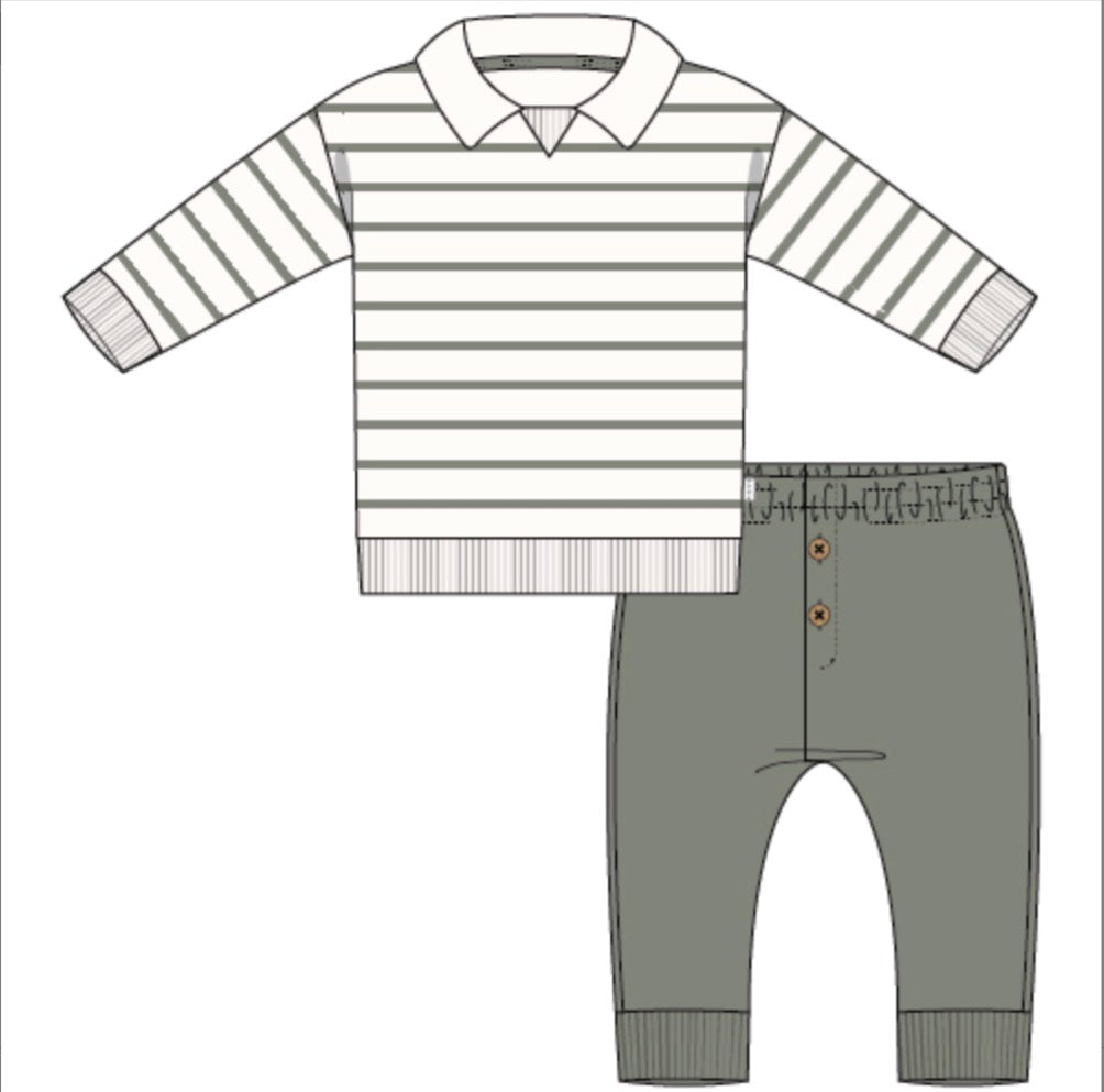 Petite Lem - Striped Sweatshirt & Leggings 2 Pc Set, Off White