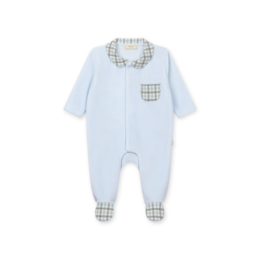 Baby GI - Hazel Velour Footie (Front Opening), Blue