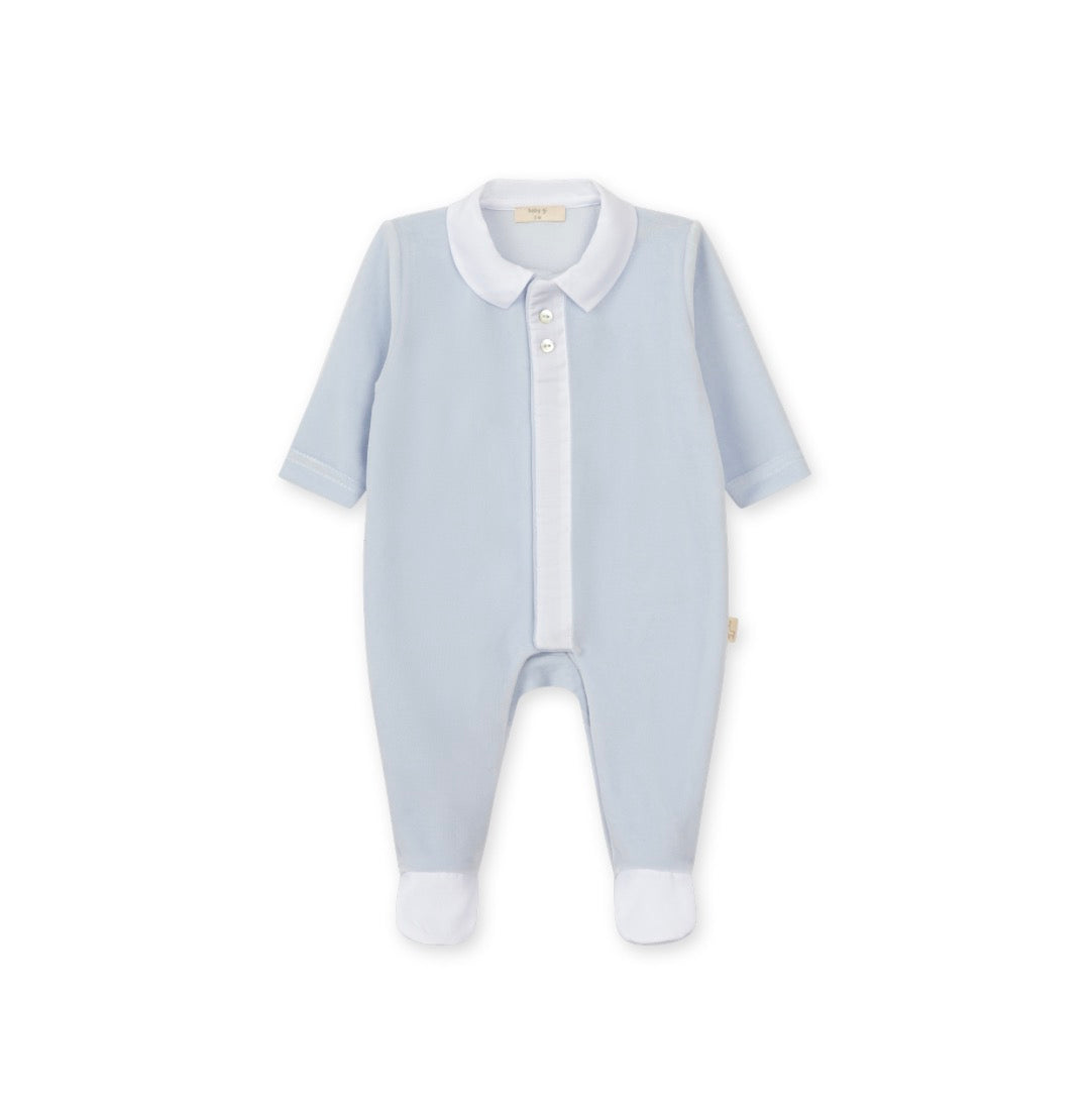 Baby GI - Velour Footie (Front Opening), Pastel Blue
