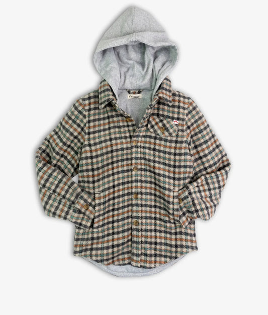 Appaman - Beige Check Glen Flannel Hoodie
