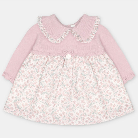 Martin Aranda - Dress in Sweater Knit and Fabric Mix Lena, Dusty Rose