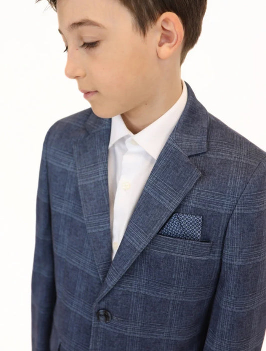 Leo and Zachary - Denim Plaid Stretch