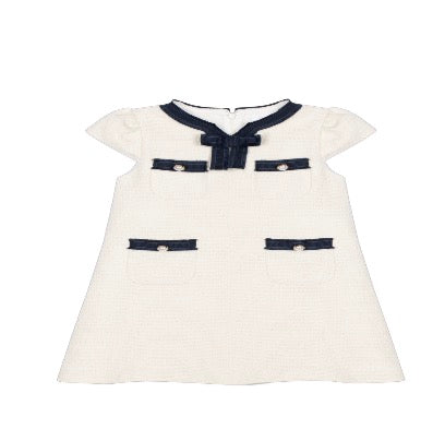 Patachou - Girls Dress with Navy Lining, Ivory