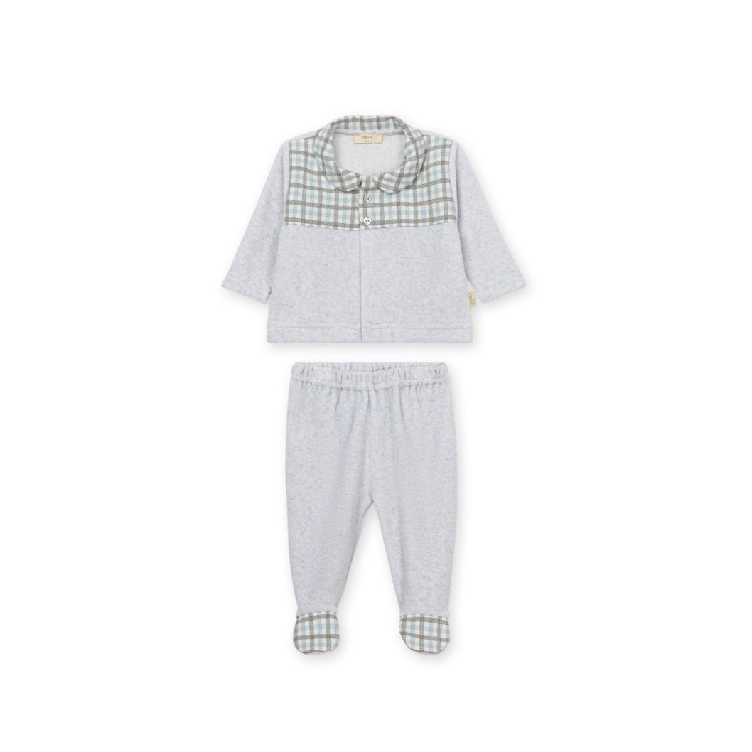 Baby GI - Hazel Velour 2PC Set w/Feet, Grey