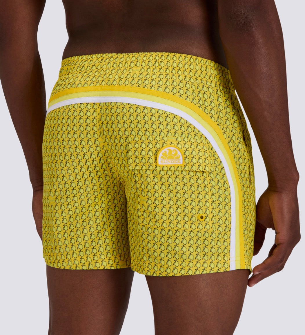 Sundek - Men’s 14’ Elastic Waist Swim Trunks, Summer Yellow