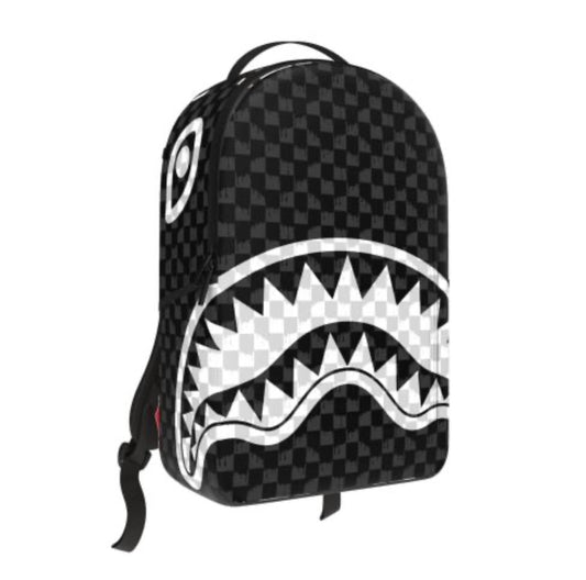 Sprayground - Black and White Drip Check Shark Backpack