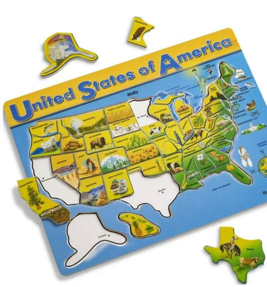 Melissa & Doug - USA Map Wooden Puzzle (45 pcs)