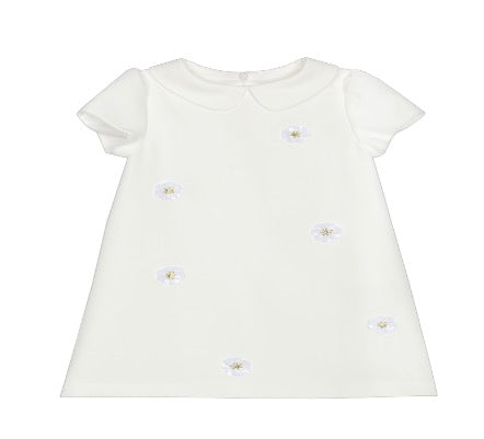 Patachou - Girls Dress with Embroidered Flowers, Ecru