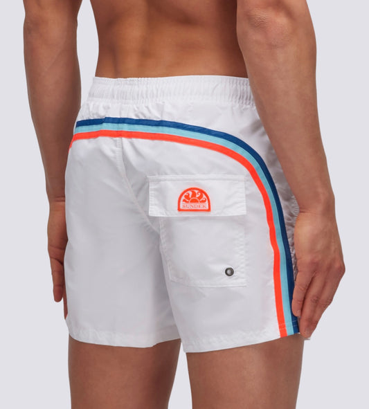 Sundek - Men’s 14’ Elastic Waist Swim Trunks, White