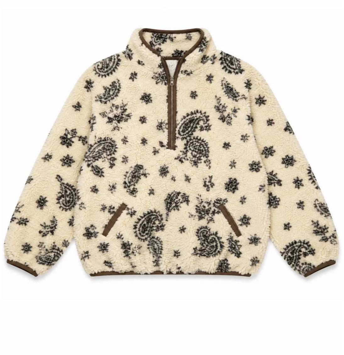Katie J - Tween Milly Quarter Zip Sherpa Jacket, Boho Paisley