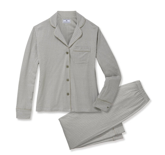 Petite Plume - Women’s Lightweight Pima Cotton Pajama Set, Sage Geo