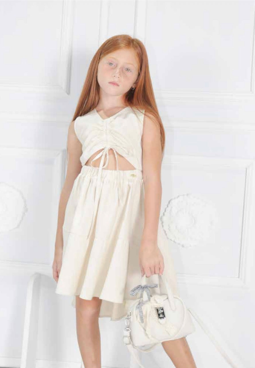 FUNFUN - Girls Beige Dress