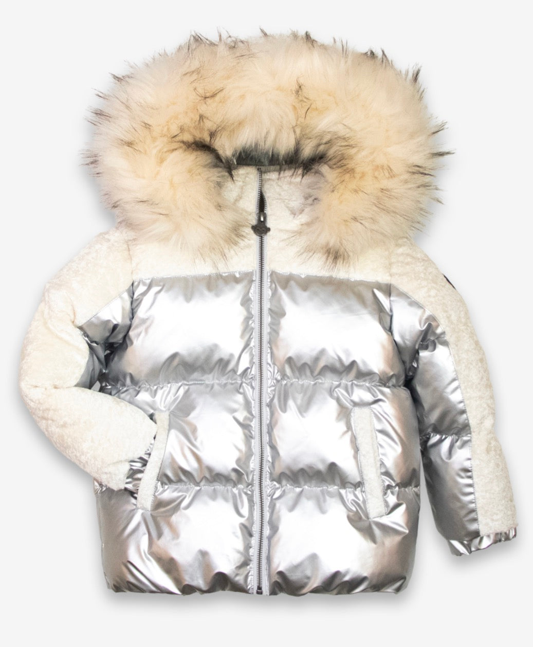Appaman - Mixed Media Puffer Coat, Silver