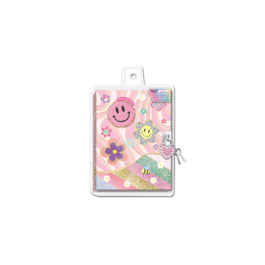 HOT FOCUS  Diary With Lock & Keys,Groovy Flower