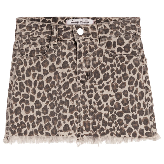 Vintage Havana - Leopard Printed Frayed Hem Skort