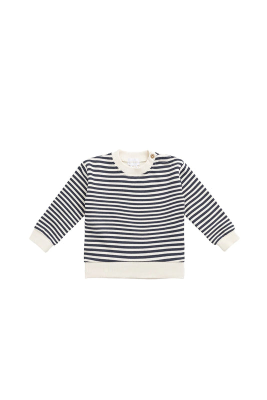 Jamie Kay - Organic Cotton Peyton Sweatshirt and Shorts Set, Slim Stripe Charter/Cloud