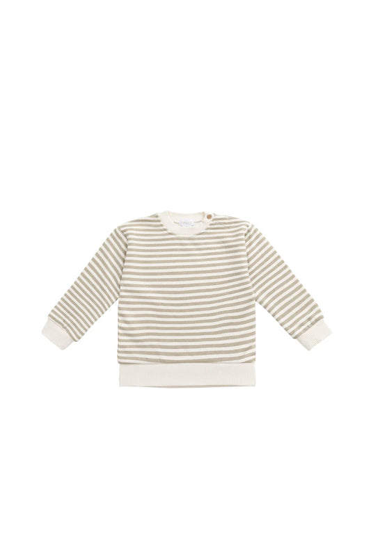 Jamie Kay - Organic Cotton Peyton Sweatshirt and Shorts Set, Slim Stripe Sandy Brown/Cloud