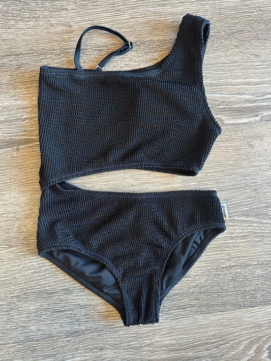 Limeapple crinkle asymmetrical swimsuit