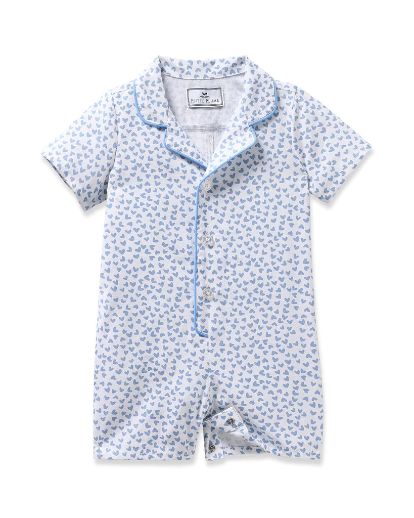 Petite Plume - Baby’s Twill Romper in Bluehearts