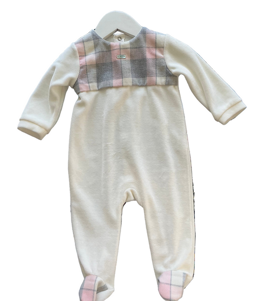 Purete - White/Pink & Grey Plaid Footie