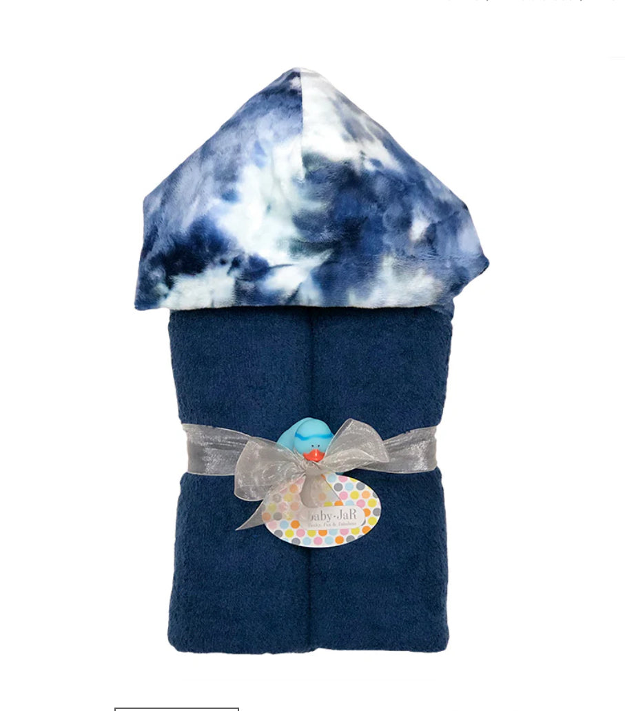 Baby Jar - Deluxe Hooded Towel, Navy Tie Dye