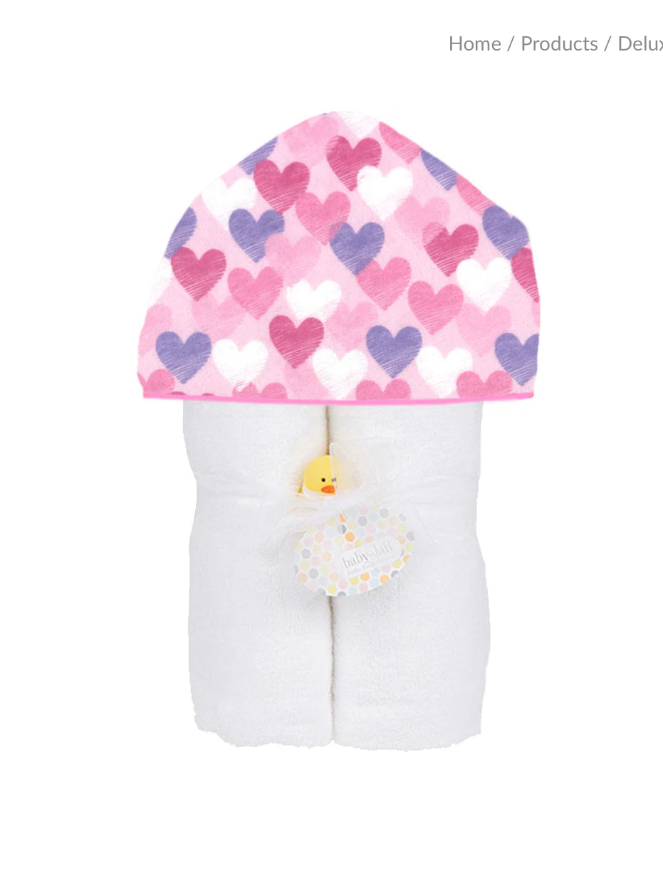 Baby Jar - Deluxe Hooded Towel, Doodle Hearts