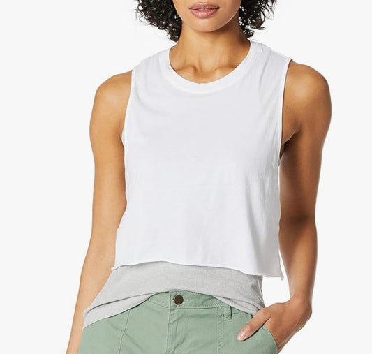 Monrow double layered white / grey tank