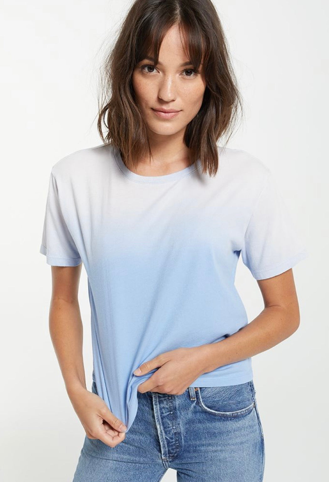 Ombre white and blue women's t-shirt