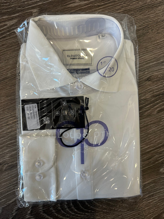 CLOUDCLOTH- BOYS COTTON STRETCH SHIRT, WHITE