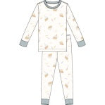 Petite Lem - 2pc Long Sleeve Top & Pants Pajama Cake Set, Off White