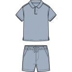 Miles The Label - 2pc Polo Top & Shorts Set, Dusty Blue