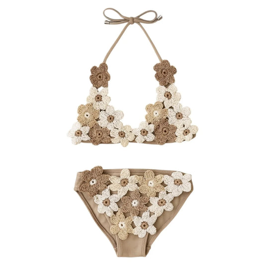 Planet Sea- Tan Flower Crochet Bikini