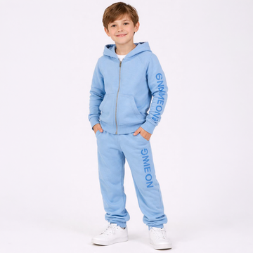 Vintage Havana - Game on Print and Embroidery Zip Hoodie & Joggers, Carolina Blue