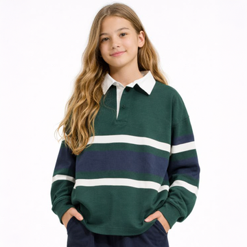 Vintage Havana - Stripe Polo Sweatshirt, Alpine