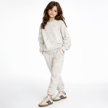 Vintage Havana - Lurex Heart EMB Hoodie & Sweatpants, Ash Grey