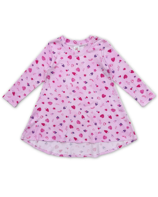 ESME - Long Sleeve Hi-Low Dress, Doodles