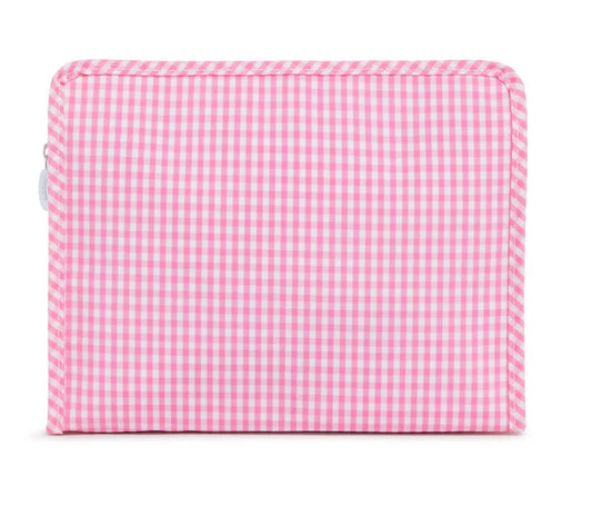 TRVL - Roadie Large Zip Pouch, Gingham Pink