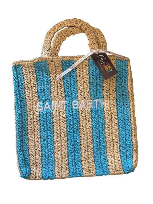Malibu Sugar - Straw Striped Tote, Blue Saint Barth