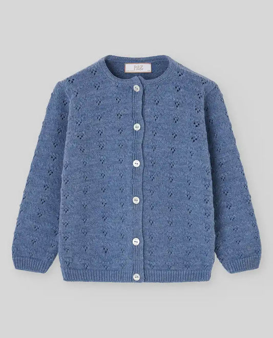 Paz Rodriguez - Ponte Knit Infant Girl Cardigan, Sapphire Blue