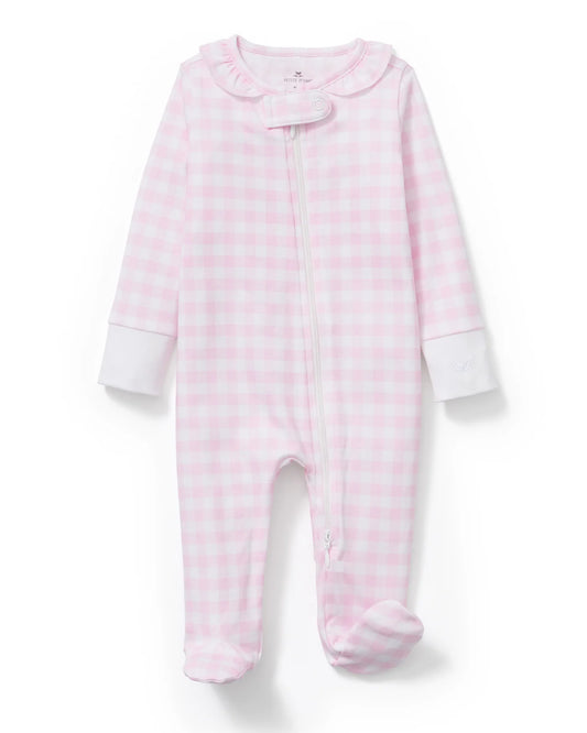 Petite Plume - Baby’s Pima Romper, Pink Gingham