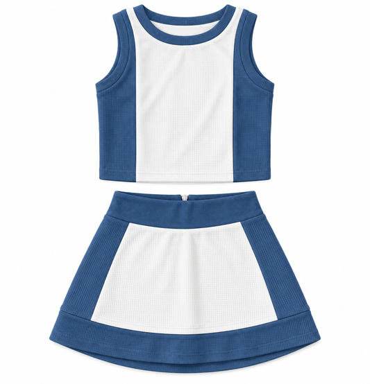 If So - Knit Color Block Top & Skort, Blue