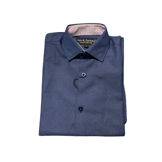 Leo and Zach dress shirt navy/white pin dot