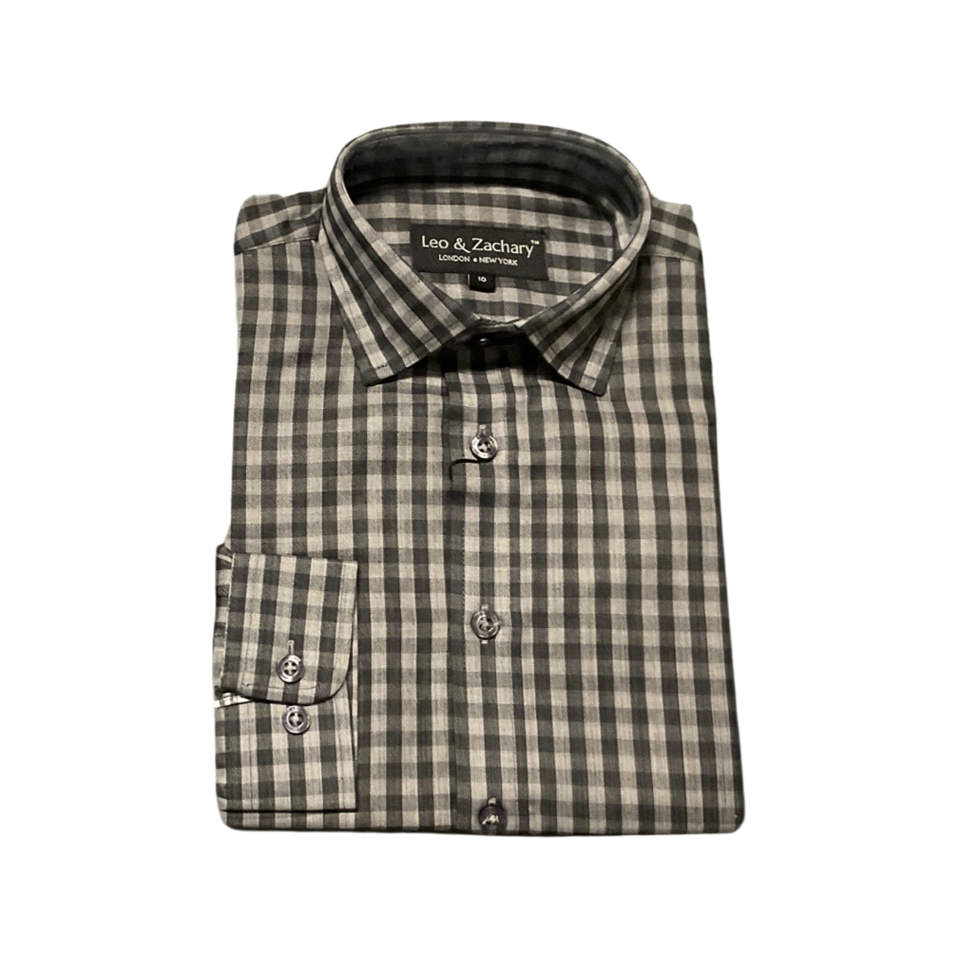 Leo and Zach dress shirt charcoal gingham