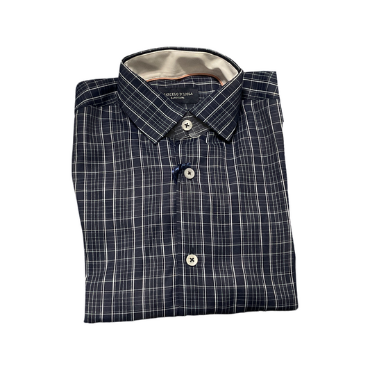 Leo and Zach dress shirt navy plaid