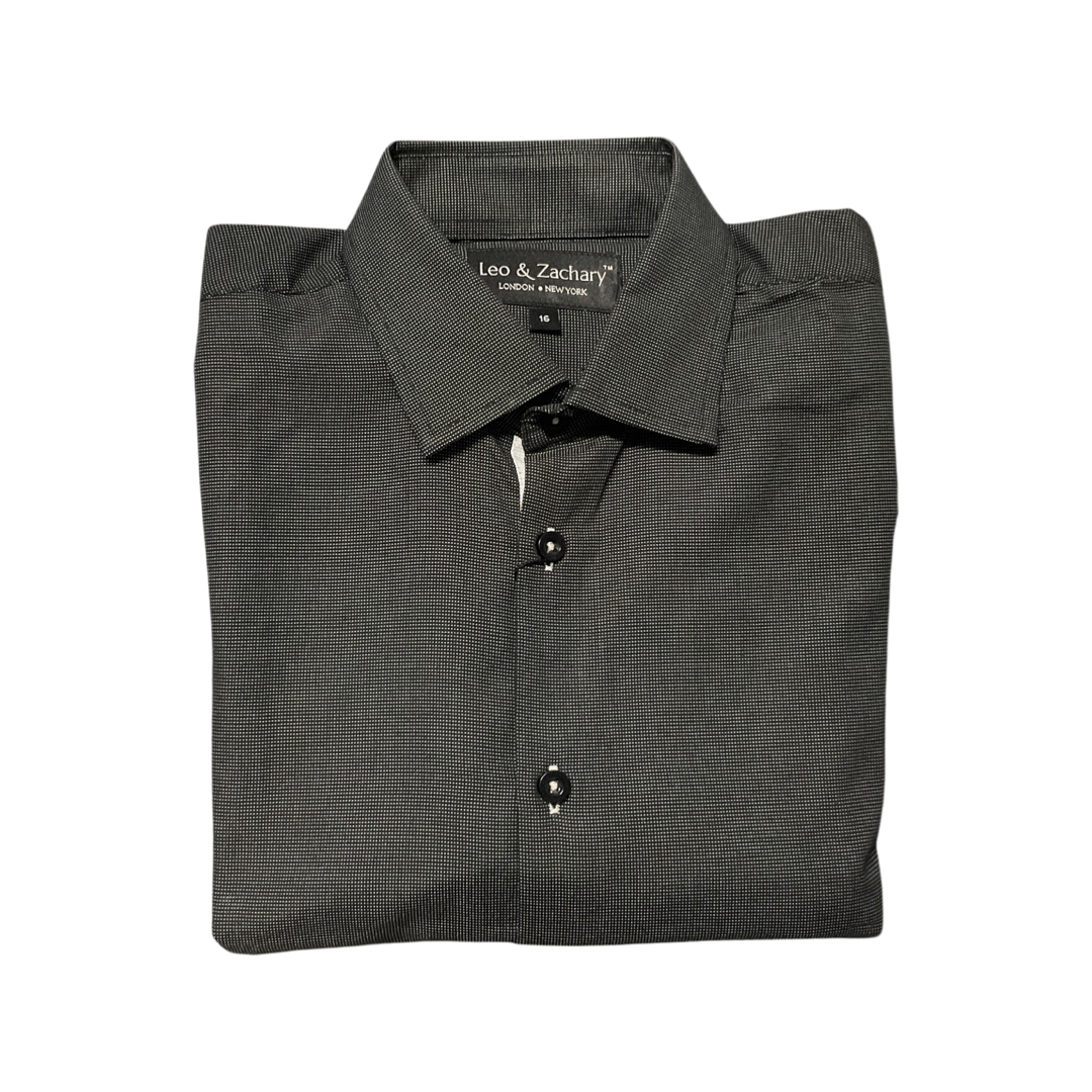 Leo and Zach dress shirt black/white pin dot