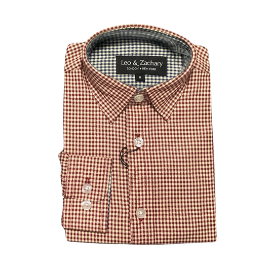 Leo and Zach dress shirt red checkered