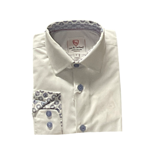 Leo and Zach dress shirt white/light blue