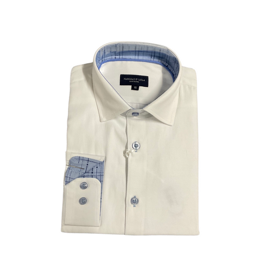 Leo and Zach dress shirt white with light blue